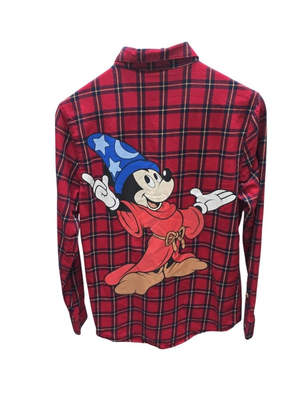 Disney Fantasia Sorcerer Mickey Red Plaid Button-Down Shirt Women’s S